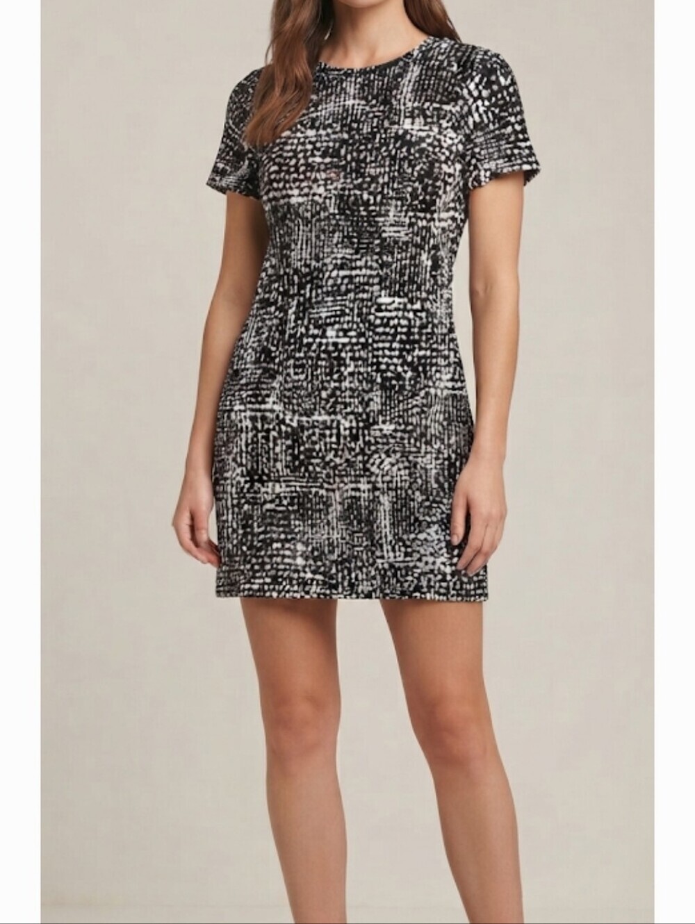 DKNY Black and White Patterned Knit Dresses